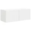 Image de Meuble TV mural moderne - vidaXL - Blanc - Bois dingénierie - 785x31x295 cm - 1 porte pivotante - 2 étagères