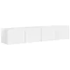 Image de Meuble TV mural moderne - vidaXL - Blanc brillant - Bois dingénierie - 78 5x31x29 5 cm - 2 portes - 4 étagères