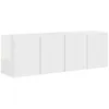 Image de Meuble TV mural - vidaXL - Blanc brillant - Bois dingénierie - 595 x 31 x 40 cm - 4 portes - 2 étagères