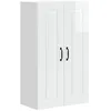 Image de Armoire murale de cuisine - vidaXL - Blanc brillant - Bois dingénierie - 60x31x100 cm - 3 étagères - 2 portes