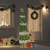 Image de Sapin de Noël lumineux - VIDAXL - Design 2D - 210 cm - LED blanc chaud - USB Intérieur/Extérieur