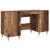 Image de Bureau en bois dingénierie - vidaXL - 140x50x75 cm - Bois ancien - Style industriel rustique - 4 étagères - 2 portes