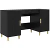 Image de Bureau en bois dingénierie - vidaXL - 140x50x75 cm - Chêne Noir - Style industriel rustique - 4 étagères - 2 portes