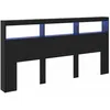 Image de Tête de lit moderne - vidaXL - Chêne Noir - Bois dingénierie - 200x17x102 cm - Éclairage LED - Alimentation USB
