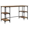 Image de Bureau en bois dingénierie - vidaXL - Bois Ancien - 140x50x75 cm - Rustique industriel - Avec 4 étagères
