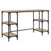 Image de Bureau en bois dingénierie - vidaXL - Chêne artisanal - 140x50x75 cm - Rustique industriel - Avec 4 étagères