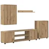 Image de Ensemble de meuble TV mural - vidaXL - Chêne artisanal - Bois dingénierie - 140x40x33 cm - 4 pièces - Montage mural
