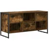 Image de Meuble TV en bois dingénierie - vidaXL - Chêne fumé - 100x36x495 cm - Assemblage requis - Pieds en acier