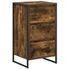 Image de Buffet industriel - vidaXL - Chêne fumé - 42x36x75 5 cm - Bois dingénierie - Pieds en acier - Rangement spacieux