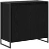 Image de Meuble dappoint en bois dingénierie - vidaXL - Chêne Noir - 79x36x75 cm - 2 portes - Style industriel - Pieds en acier