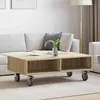 Image de Table dappoint - VIDAXL - 90 x 50 x 30 cm - Chêne Sonoma - 4 roulettes (2 verrouillables) - Bois dingénierie