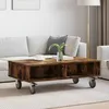 Image de Table dappoint (chevet) - VIDAXL - 90 x 50 x 30 cm - Chêne fumé - Roulettes verrouillables - Bois dingénierie