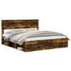 Image de Cadre de lit en pin massif - vidaXL - Chêne fumé - 180x200 cm - 210x183x100 cm - Super king - Base à lattes