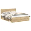 Image de Cadre de lit moderne - vidaXL - 160x200 cm - Sonoma - Pin massif - Bois dingénierie - Base à lattes - Durable