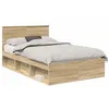 Image de Cadre de lit moderne - vidaXL - 120x200 cm - Sonoma - Pin massif - Bois dingénierie - Base à lattes - Durable