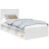 Image de Cadre de lit moderne - vidaXL - 90x190 cm - Blanc - Pin massif - Bois dingénierie - Base à lattes - Tête de lit incluse