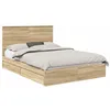 Image de Lit de rangement moderne - vidaXL - Chêne sonoma - 140x190 cm - Bois dingénierie - Tiroirs intégrés