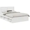Image de Cadre de lit avec tête de lit - vidaXL - 160x200 cm - Blanc - Pin massif - Design moderne - Durable - Facile à nettoyer