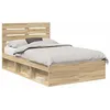 Image de Cadre de lit avec tête de lit - vidaXL - Sonoma - Pin massif - 120x190 cm - 196x123x100 cm - Poids maximal 200 kg