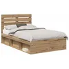 Image de Cadre de lit moderne - vidaXL - Chêne artisan - Pin massif - 120x190 cm - 196x123x100 cm - Poids maximal 200 kg