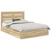Image de Lit de rangement en bois dingénierie - vidaXL - Chêne Sonoma - 140x200 cm - 206x143x100 cm - Tiroirs intégrés