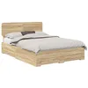 Image de Cadre de lit moderne - vidaXL - Chêne Sonoma - 140x190 cm - Bois dingénierie - Tiroirs intégrés - Cadre à lattes