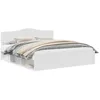 Image de Cadre de lit avec tête de lit - vidaXL - Blanc - Pin massif - 200x200 cm - 206x203x90 cm - Lit empereur
