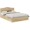 Image de Lit de rangement en bois dingénierie - vidaXL - Chêne Sonoma - 140x190 cm - Tiroirs intégrés - Cadre à lattes - Durable