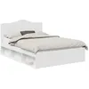 Image de Cadre de lit avec tête de lit - vidaXL - Blanc - Pin massif - 140x190 cm - 196x143x100 cm - Lit double