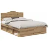 Image de Cadre de lit en chêne artisan - vidaXL - 140x190 cm - Pin massif - Bois dingénierie - Tête de lit incluse