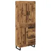 Image de Buffet haut moderne - vidaXL - Bois ancien - 69 5x34x180 cm - Bois dingénierie - 3 portes - Tiroir - Poignées en métal