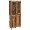Image de Buffet haut moderne - vidaXL - Bois ancien - 69 5x34x180 cm - Bois aggloméré et verre - 4 portes - Poids maximal 60 kg
