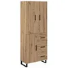 Image de Buffet haut moderne - vidaXL - Chêne artisanal - 69 5 x 34 x 180 cm - Bois aggloméré et verre - 3 portes - 1 tiroir