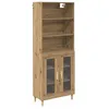 Image de Buffet haut moderne - vidaXL - Chêne artisanal - 69 5 x 32 5 x 180 cm - Bois dingénierie - 2 portes