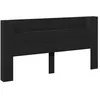 Image de Tête de lit en bois dingénierie - vidaXL - 200x165x1035 cm - Noir - Rangement intégré - Éclairage LED - Durable