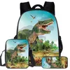 Image de CARTABLEgrave Dos Garccedilons Sac deacutecole Primaire Cartable Dinosaure avec Sac Repas Trousse agrave Crayons Sets de Sacs Sc225