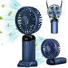 Image de Mini Ventilateur Portable Rechargeable par USB 5 Vitesses avec Base Batterie 6500 mAh Ventilateur de Bureau Pliable Bleu