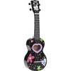 Image de Ukulélé soprano - MAHALO - MA1HEBK - Coeurs et fleurs - 12 frettes - Couleur noire