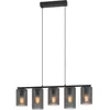 Image de Suspension Luminaire Eglo Colomera 5 Abat-Jour Élégant Métal Noir Verre Fumé