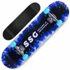 Image de Skateboard HUOLE - Motif de feu bleu - 4 roues lumineuses - Amortisseur en PU 79*20*13cm