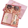 Image de Coffret Cadeau Montre femme fille léopard + Portefeuille cuir jolie + Lunettes de soleil femmes Luxe Marque Mode - Cadeaux de Noël