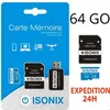 Image de Carte Micro-SD - ISONIX - 64 Go - Classe 10 - Compatible smartphones et caméras - Noir
