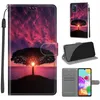 Image de Étui pour Samsung Galaxy A41 6.1 Housse en Cuir avec Fentes pour CartesMagnétique-Coucher de soleil et arbres DKSUU