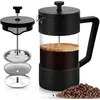Image de Cafetière à Piston French Press 1000 ml (5 Tasses)Carafe Française pour Café FiltreTriple FiltresCafetière/théière (Noir)