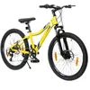 Image de VANKEL Vélo Enfant 24 Pouces   Vélo de Montagne Garçon/Fille 8 à 12 Ans   Freins à disque 6 vitesses   Jaune Sport