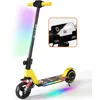 Image de Trottinette électrique Enfants Avec Amortisseurs- Néons colorés - 130W - Pliable Scooter - écran LCD - aux 6-12 ans - Jaune