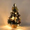Image de Sapin de Noël Artificiel Lumineux avec Neige Blanche 40 cm Petit Sapin de Noël de Table LED(or)