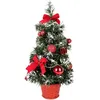 Image de Sapin de Noël Artificiel Lumineux avec Neige Blanche 40 cm Petit Sapin de Noël de Table LED Guirlandes Lumineuses(rouge)