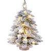 Image de Mini sapin de Noël artificiel pré-éclairé de 45 7 cm sapin de Noël floqué de neige avec lumières pour décoration dintérieur