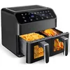 Image de Air Fryer 4L+4L avec 10 Fonctions - 3000W Friteuse Sans Huile Double Zone 0% BPA avec Fenêtre Visible Écran Tactile - Noir